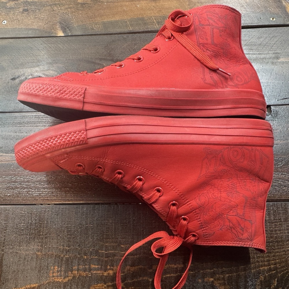 Chuck Taylor Converse High Top Sneaker Laser Tec Tuff Engraved H-Town Mens 12 - Picture 7 of 16